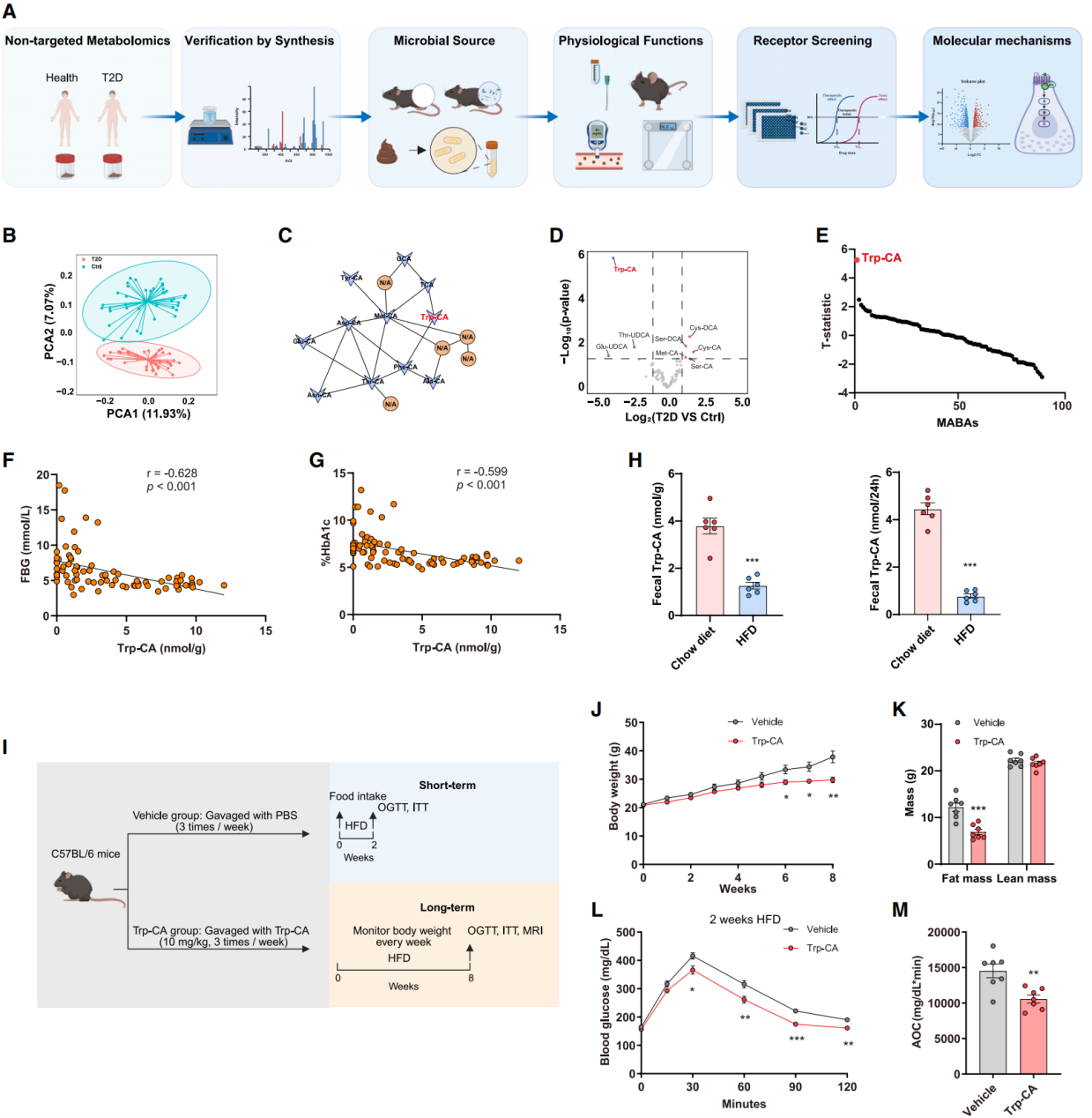 Trp-CA缓解HFD诱导的葡萄糖不耐受